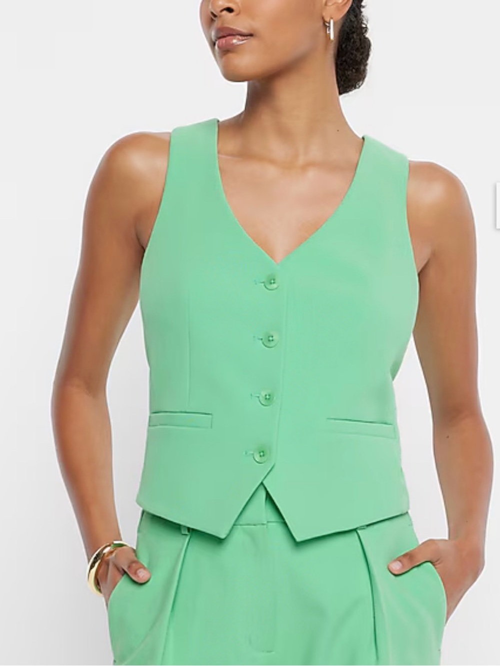 EXPRESS Green Button Down Vest NWT